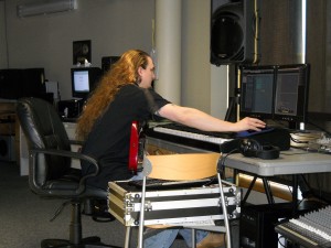 Recording music at the Irene W. Pennington Planetarium.