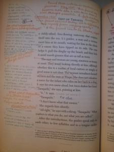 messy margin notes in Abrams S.